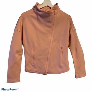 Adidas girl 11-12 youth Id jacket form fitting 2 pockets glow pink athletic gym